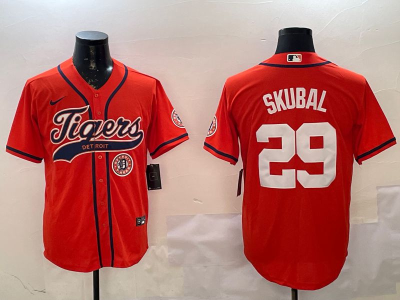 Men Detroit Tigers #29 Skubal Orange Joint Name 2025 Nike MLB Jersey style 5